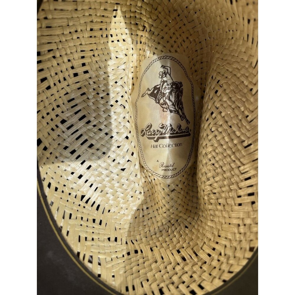 Larry Mahan Vintage Straw Hat Size 7 Western Braided Feather Cowboy Style - Picture 5 of 9